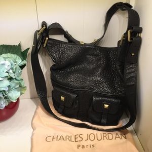 Charles Jourdan purse, leather with antique brass